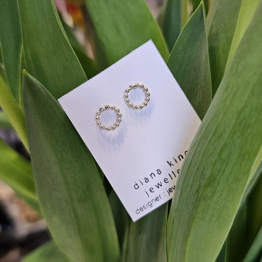 SMALL BEADED HOOP STUDS