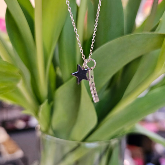 HEMATITE STAR TAG NECKLACE