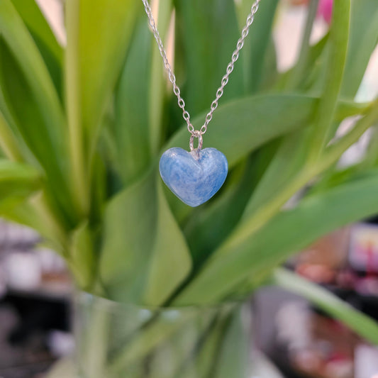 LIGHT BLUE PUFF HEART NECKLACE