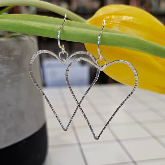 EXTRA LONG DANGLE HEART EARRINGS