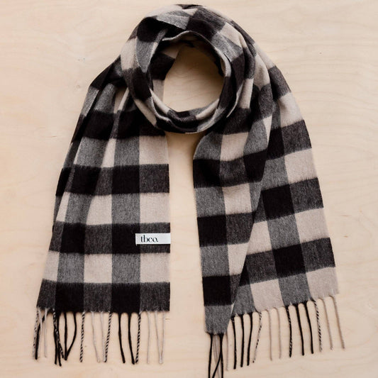 BROWN GINGHAM LAMBSWOOL SCARF