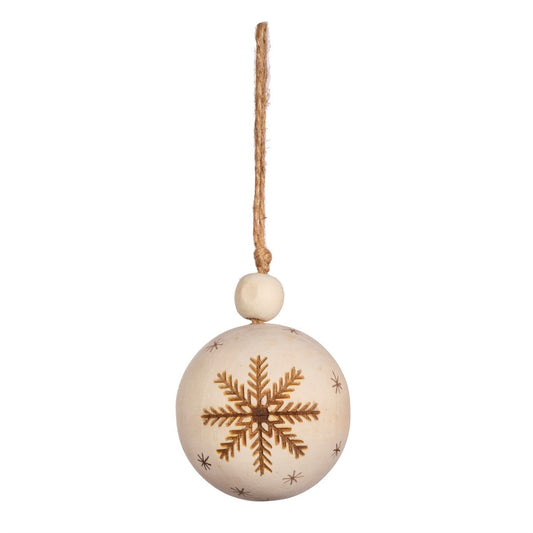 SNOWFLAKE WOODEN BAUBLE