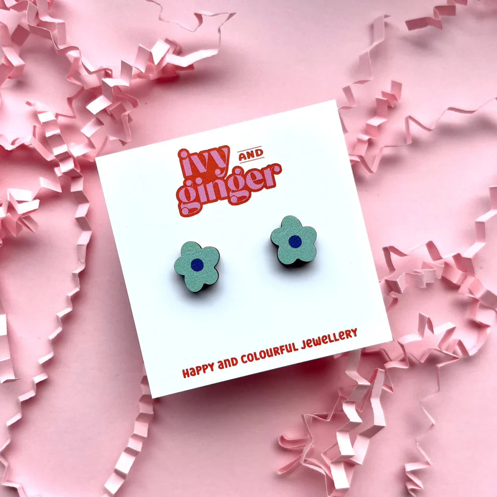 AQUA BLUE FLOWER STUDS