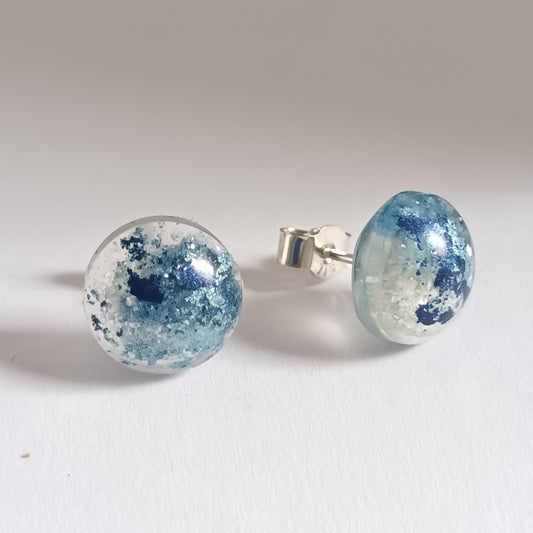 BLUE SPECKLED DOME STUDS