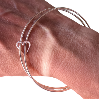 DOUBLE BANGLE WITH SILVER WIRE HEART