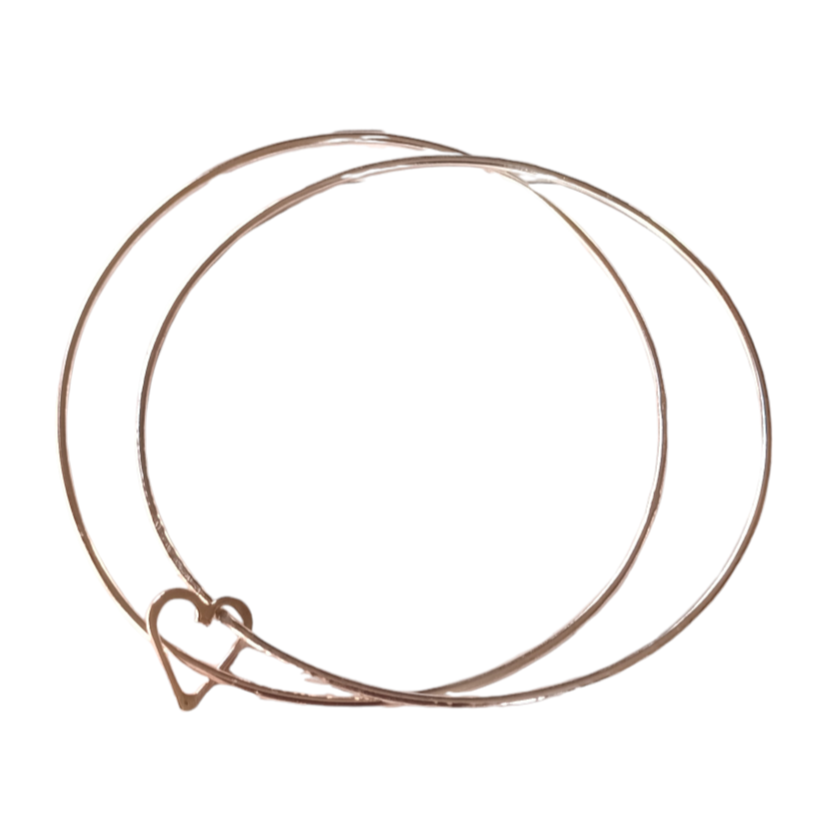 DOUBLE BANGLE WITH SILVER WIRE HEART