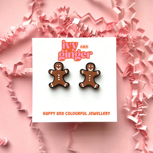 MIDI GINGERBREAD MAN CHRISTMAS STUDS