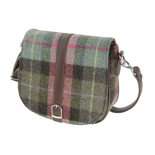 HARRIS TWEED - CROSSBODY BAG - MUTED GREEN & ROSE