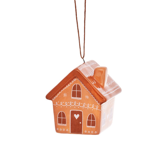 GINGERBREAD HOUSE CERAMIC HANGING DECORATION