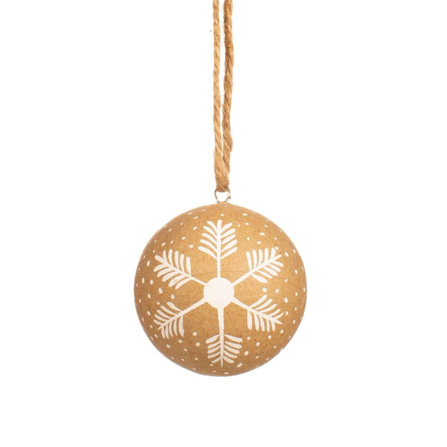 KRAFT PAPER SNOWFLAKE PAPER MACHE BAUBLE